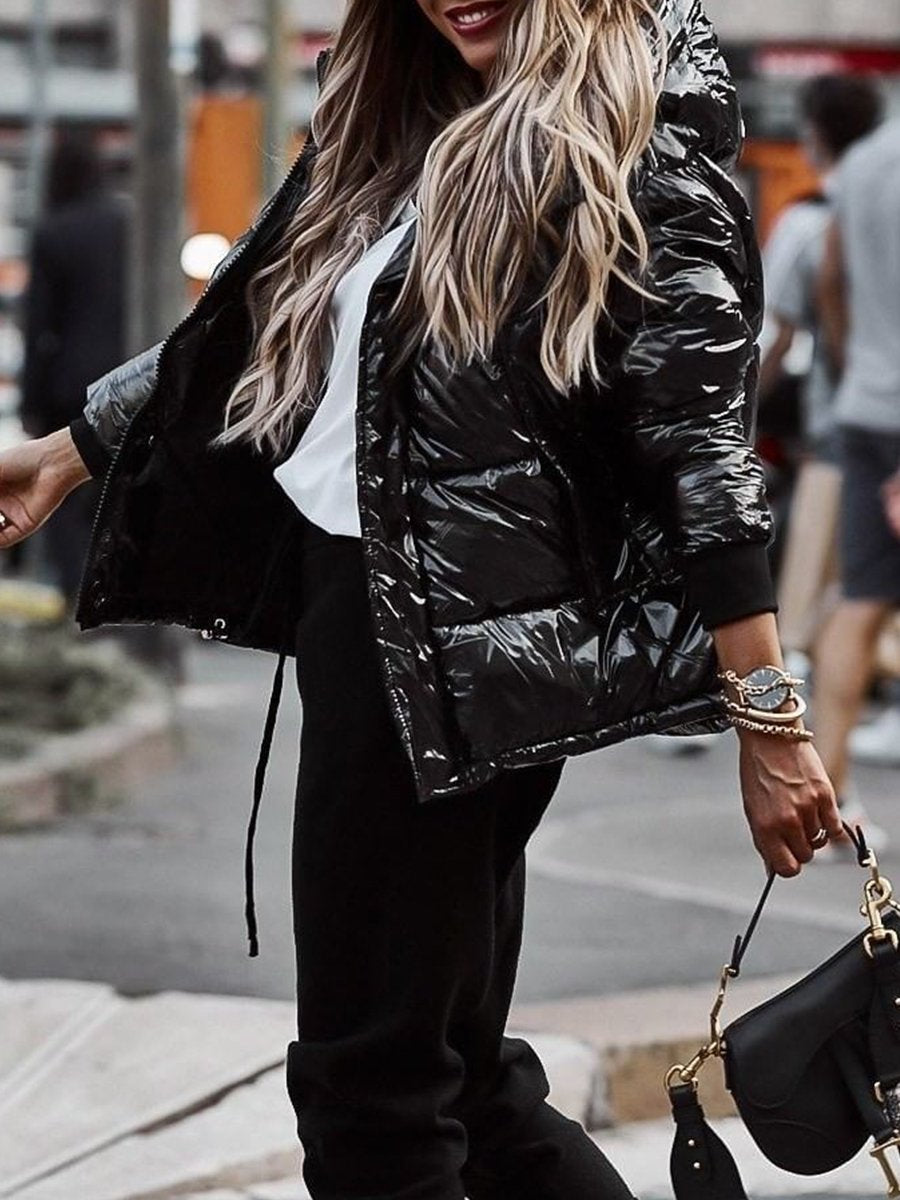Fashion Insert Pocket Hooded Ladies Cotton Jacket