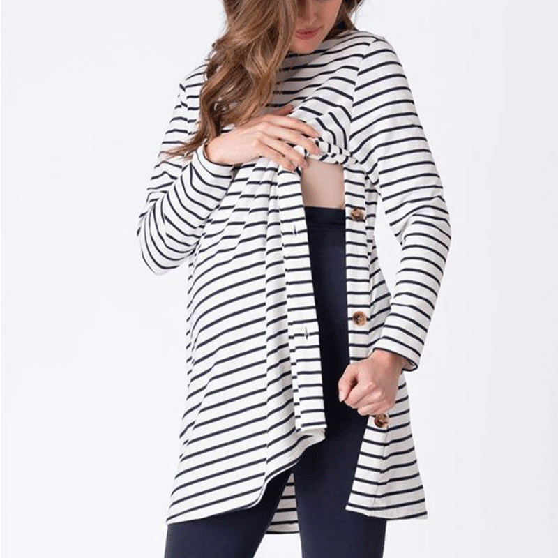 Striped Cotton Casual Maternity Top