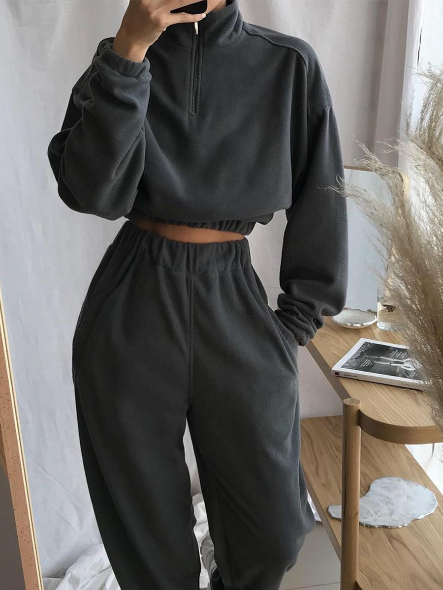 High Neck Zipper Sports Casual Women's Suit