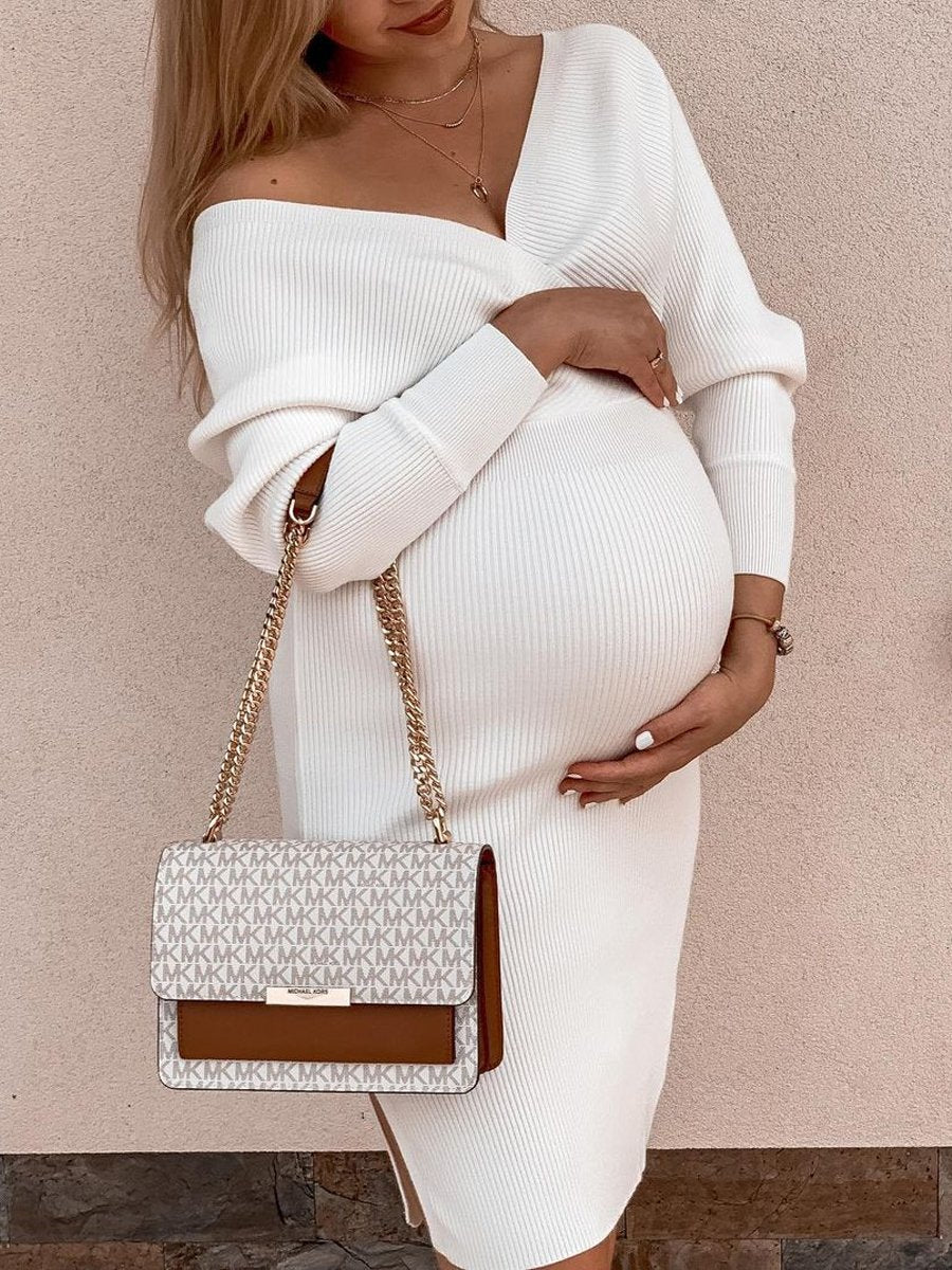 Fashion Solid Color Casual Slim Dress for Pregnant Women