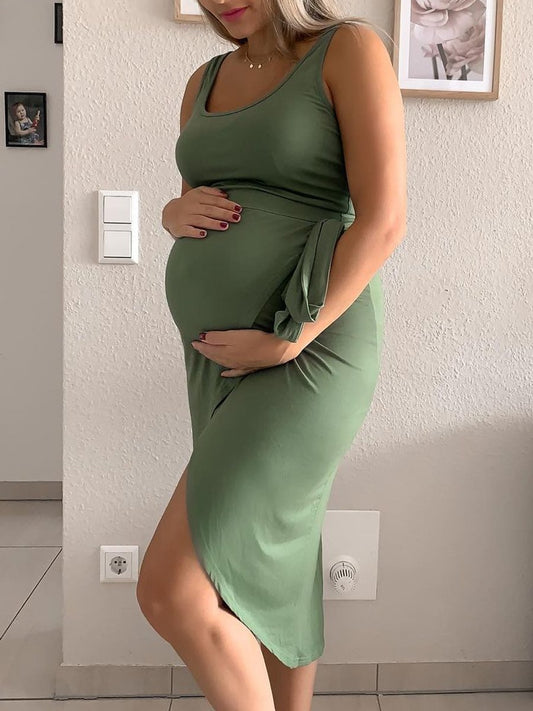 Fashion Solid Color Casual Slim Dress for Pregnant Women