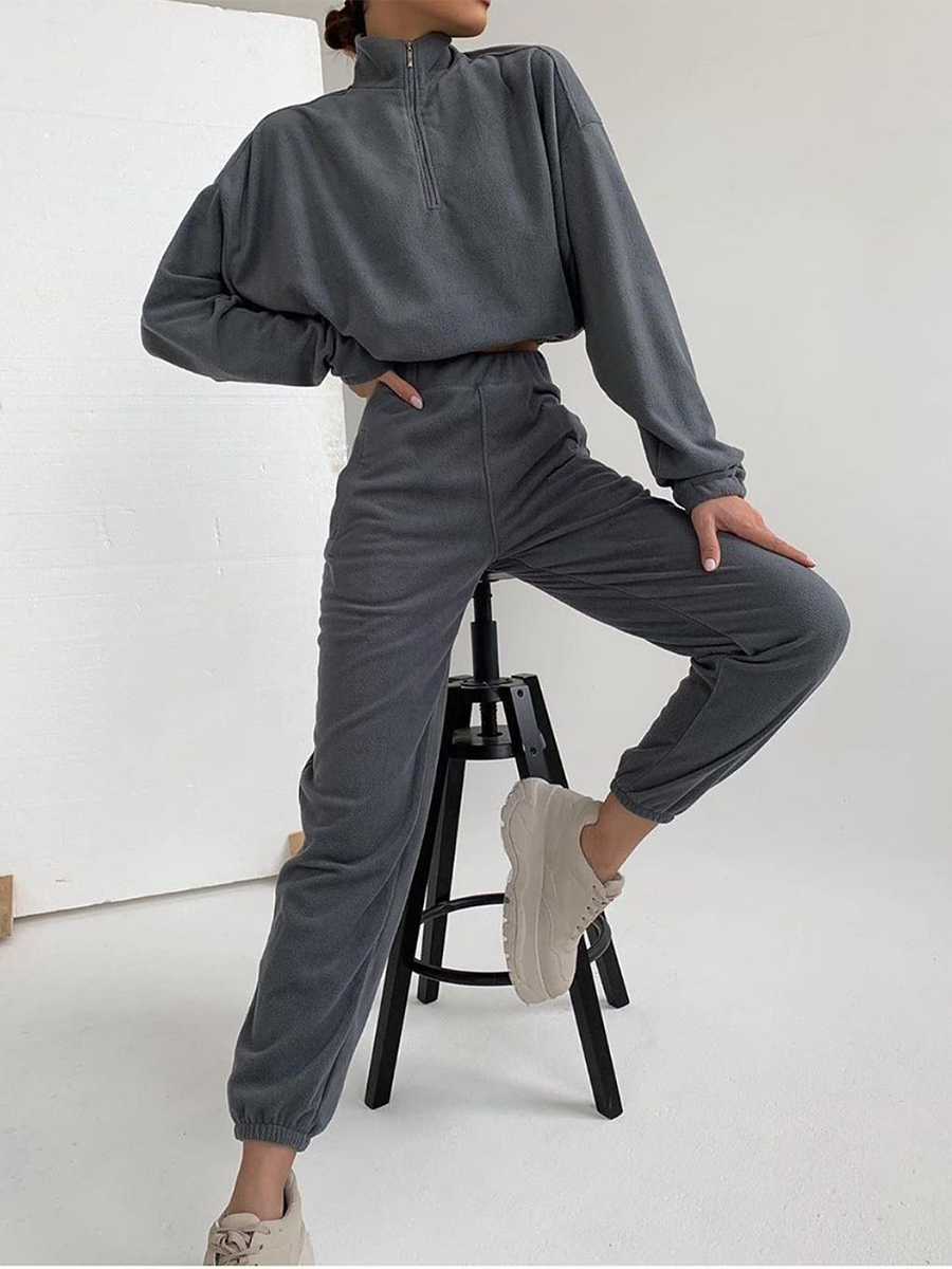 High Neck Zipper Sports Casual Women's Suit