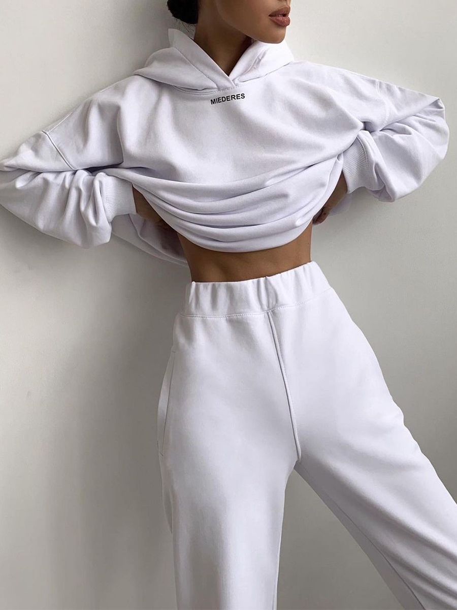 Hooded Pocket Sports And Leisure Women's Suit