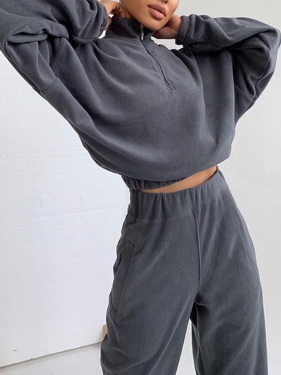 High Neck Zipper Sports Casual Women's Suit