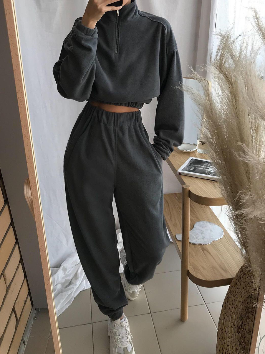 High Neck Zipper Sports Casual Women's Suit