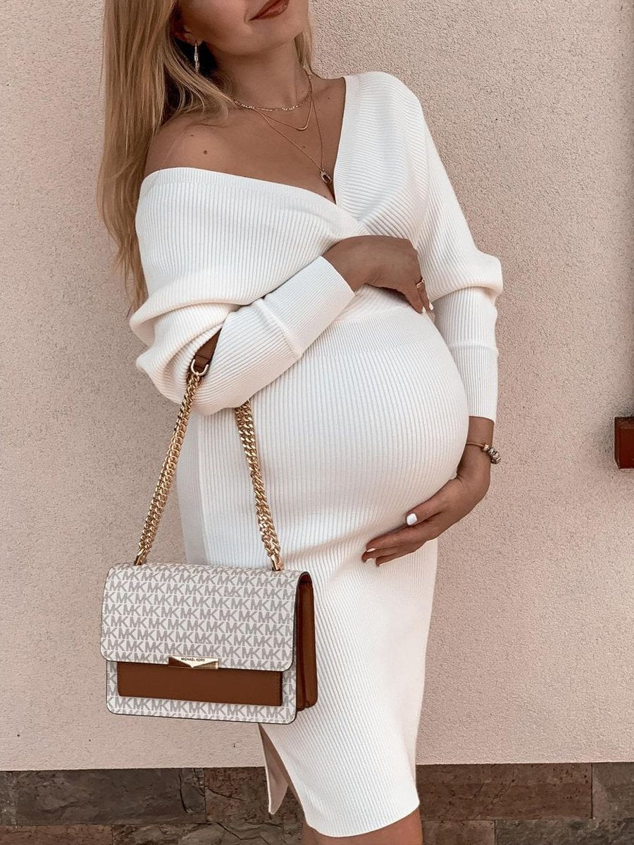 Fashion Solid Color Casual Slim Dress for Pregnant Women