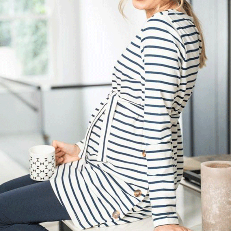 Striped Cotton Casual Maternity Top